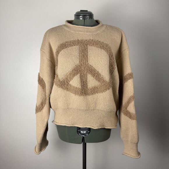 Lot of 2 POL Oversized Womens Sweaters | Peace Sign, Aztec V Neck Pullovers - Picture 2 of 14